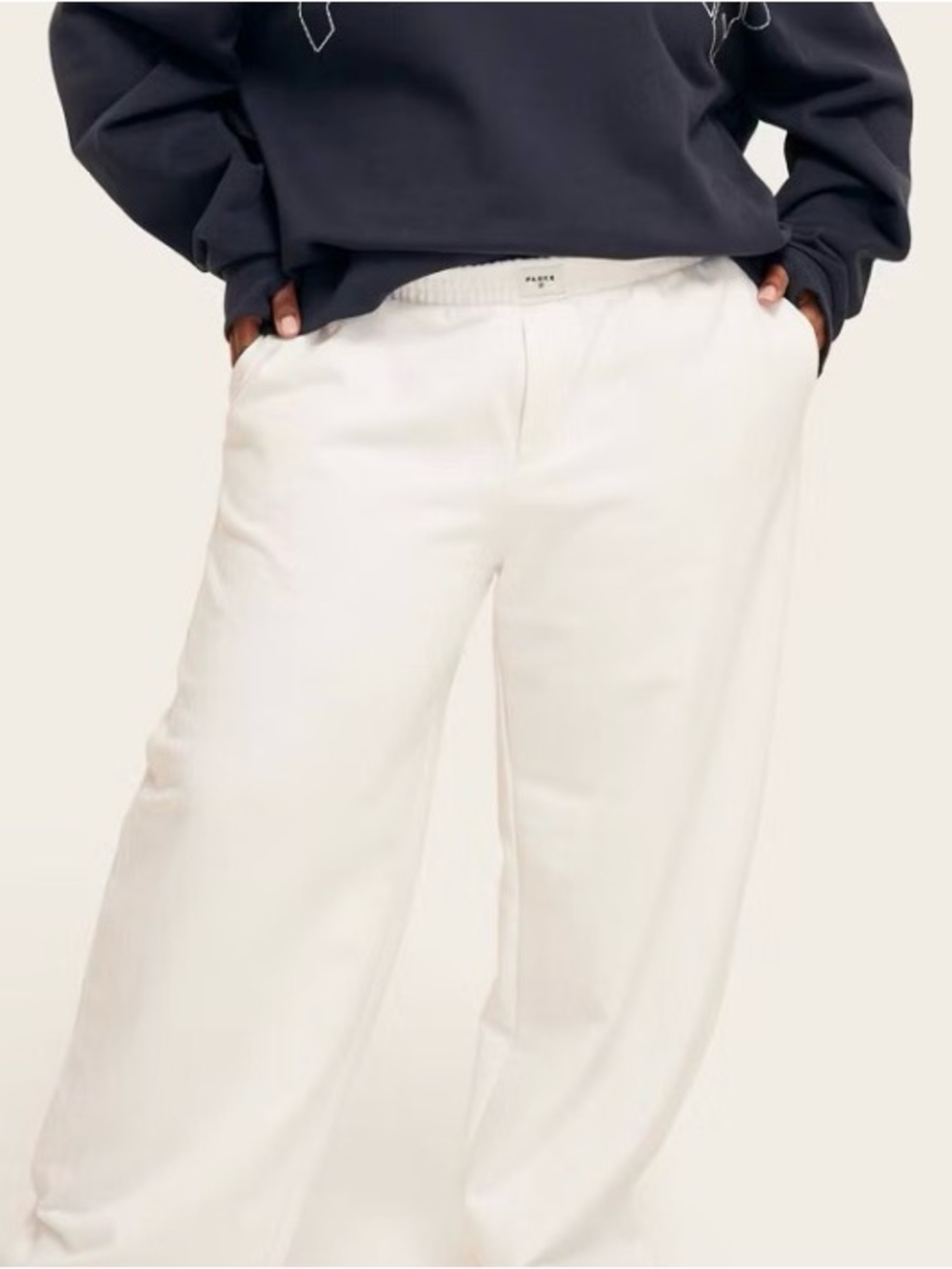 Women's High-Rise Boxer Sweatpants - Parke x Target Cream XXL New $40 - Picture 2 of 7